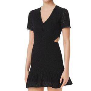 Lost + Wander Brigitte Eyelet Cutout Mini Dress in Black Lace Size Small